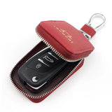 Cat Printed Leather Car Key Bag Zipper Holder Cover