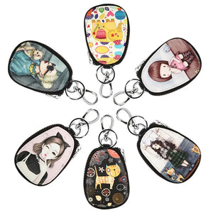 Cartoon Women Key Bag Girl Student Leather Key Wallets Key Case