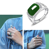 Green Jade Emerald Gemstone Diamond Ring for Men