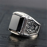 Square Zircon Diamond Men's Silver Ring Gothic Jewelry