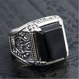 Square Zircon Diamond Men's Silver Ring Gothic Jewelry
