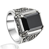 Square Zircon Diamond Men's Silver Ring Gothic Jewelry