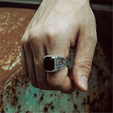 Square Zircon Diamond Men's Silver Ring Gothic Jewelry