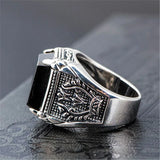 Square Zircon Diamond Men's Silver Ring Gothic Jewelry