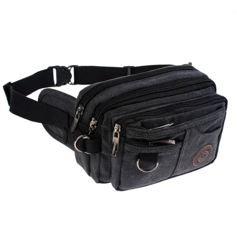 Canvas Chest Pockets Waist Bag Solid Color Shoulder Bags