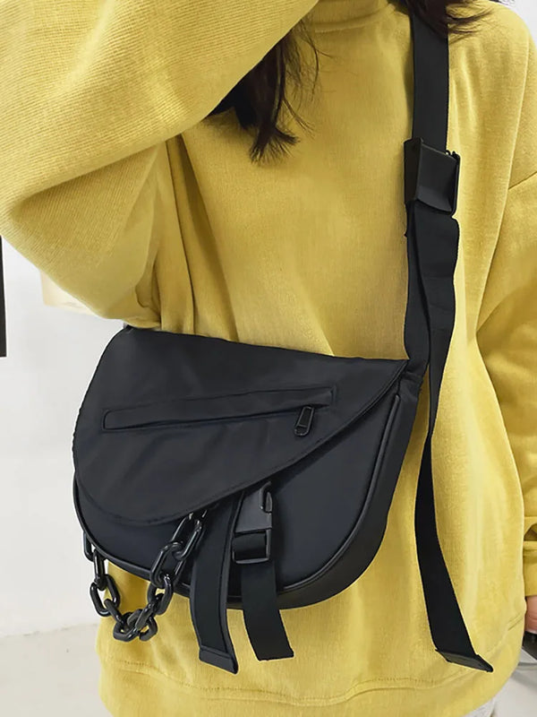 Casual Contrast Shoulder Bag Nylon Chain Women's Handbag