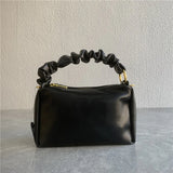 Soft Leather Crossbody Bag Pleated Strap Shoulder Messenger Bag