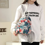 Casual Floral Plants Female Oxford Backpack Waterproof Girls Student School Bag