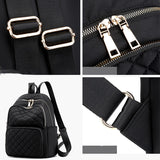 Casual Waterproof Nylon Backpack Women Vintage Solid School Bag