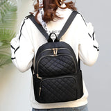 Casual Waterproof Nylon Backpack Women Vintage Solid School Bag