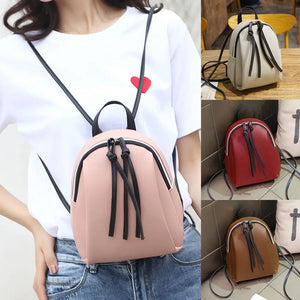 Casual PU Leather Mini Backpack for Traveling and School