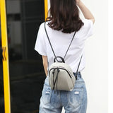 Casual PU Leather Mini Backpack for Traveling and School