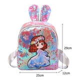 Casual Sequins Cartoon Backpacks Female LED Light Shoulders Schoolbags