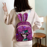 Casual Sequins Cartoon Backpacks Female LED Light Shoulders Schoolbags