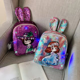 Casual Sequins Cartoon Backpacks Female LED Light Shoulders Schoolbags