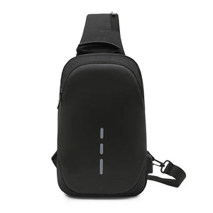 Men's Casual Nylon Chest Bag USB Charging Anti-Theft Waterproof