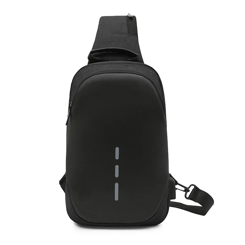 Men's Casual Nylon Chest Bag USB Charging Anti-Theft Waterproof