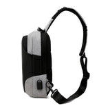 Men's Casual Nylon Chest Bag USB Charging Anti-Theft Waterproof