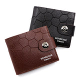 Casual Stone Pattern Men's Wallet Short Magnetic Buckle Thin Leather Clip