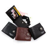 Casual Stone Pattern Men's Wallet Short Magnetic Buckle Thin Leather Clip
