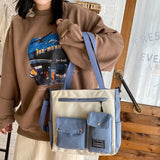 Casual Student Canvas Shoulder Bags Large Capacity Book Handbag Crossbody Purse
