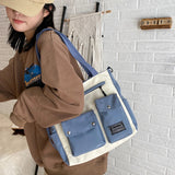 Casual Student Canvas Shoulder Bags Large Capacity Book Handbag Crossbody Purse
