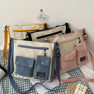 Casual Student Canvas Shoulder Bags Large Capacity Book Handbag Crossbody Purse