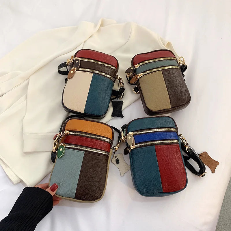 Casual Sling Panelled Purses And Handbags Women Leather Girl Vintage