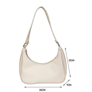 Casual Shoulder Handbag for Women, Solid Color Crescent Shopping Bag