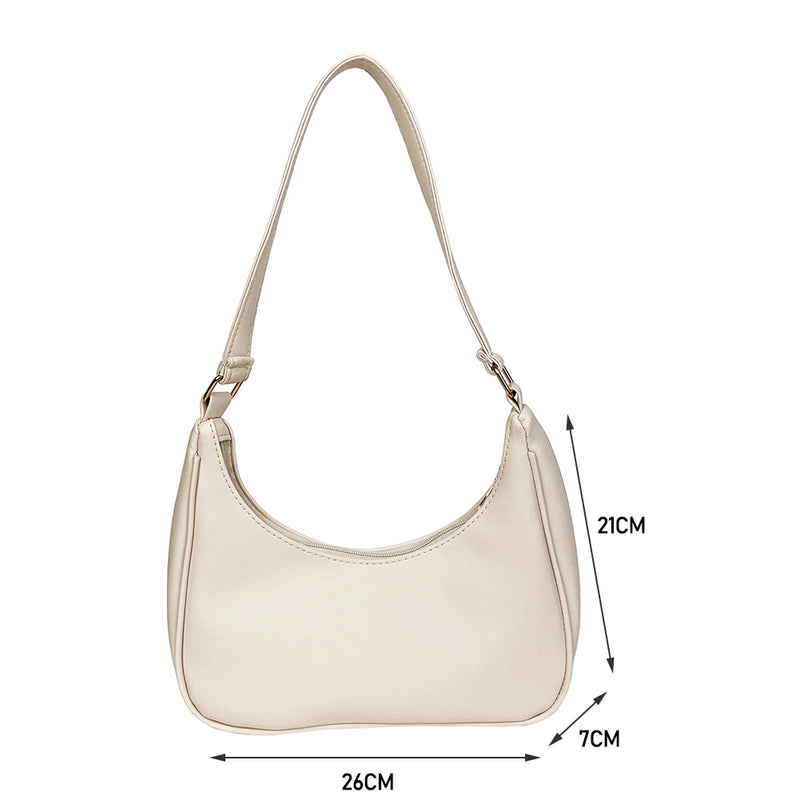 Casual Shoulder Handbag for Women, Solid Color Crescent Shopping Bag