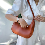 Casual Shoulder Handbag for Women, Solid Color Crescent Shopping Bag