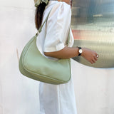 Casual Shoulder Handbag for Women, Solid Color Crescent Shopping Bag