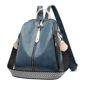 Casual Women Travel Backpack Soft Leather School Backpack Large Capacity