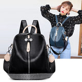 Casual Women Travel Backpack Soft Leather School Backpack Large Capacity