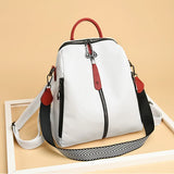 Casual Women Travel Backpack Soft Leather School Backpack Large Capacity