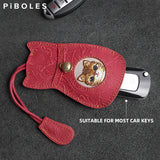 Cat Key Wallet Leather Smart Key Holder Pouch Housekeeper Keys Slot Soft Bag