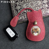 Cat Key Wallet Leather Smart Key Holder Pouch Housekeeper Keys Slot Soft Bag