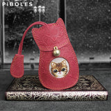 Cat Key Wallet Leather Smart Key Holder Pouch Housekeeper Keys Slot Soft Bag