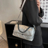 Quilted Chain Bag Padded Nylon Shoulder Bag