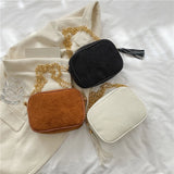 Corduroy Tassel Shoulder Bag Women's Crossbody Handbag