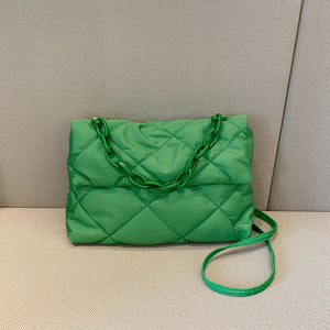 Quilted Chain Crossbody Bag Winter Cotton Padded Women Shoulder Handbag