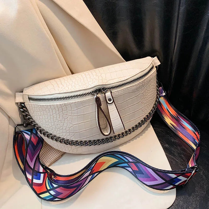 Crocodile Pattern PU Leather Belt Waist Bag for Women