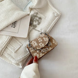 Floral Pattern Mini Crossbody Bag Retro Square Clutch Purse