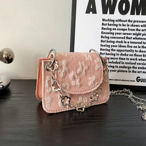 Floral Pattern Mini Crossbody Bag Retro Square Clutch Purse