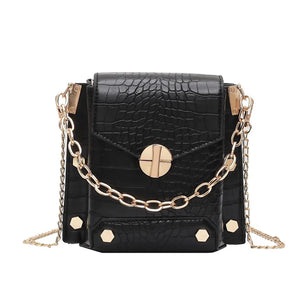 Chain Lady Small Square Bag Solid PU Leather Crossbody Bag For Women