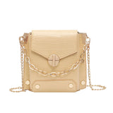 Chain Lady Small Square Bag Solid PU Leather Crossbody Bag For Women