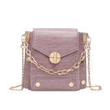 Chain Lady Small Square Bag Solid PU Leather Crossbody Bag For Women