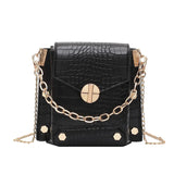 Chain Lady Small Square Bag Solid PU Leather Crossbody Bag For Women