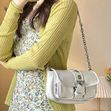 Soft Leather Chain Rivet Shoulder Bag for Women