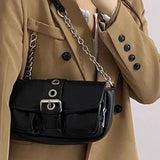 Soft Leather Chain Rivet Shoulder Bag for Women